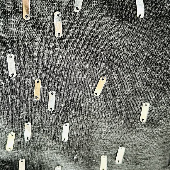 Eileen Fisher Linen V Neck Top Womens Large Black Beaded Goth Quiet Luxury Chic - Picture 11 of 15